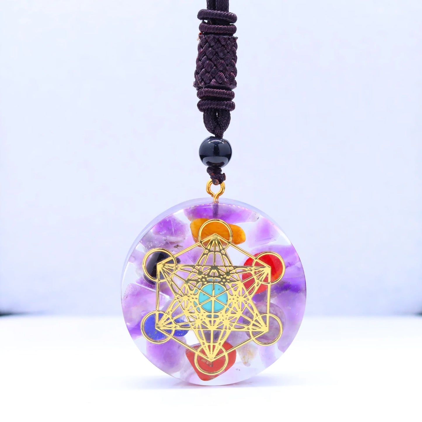 Healing  Pendant Natural Garnet Chips Stone 7 Chakra Orgonite