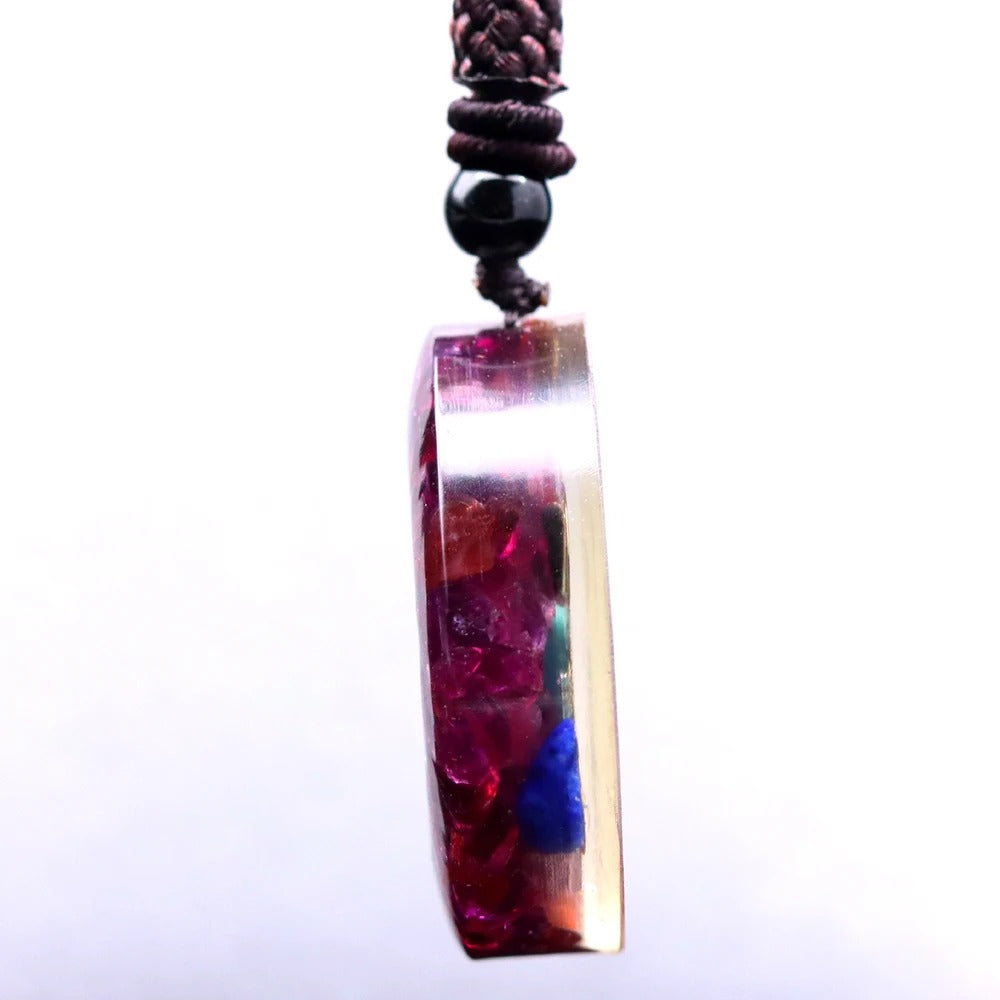 Healing  Pendant Natural Garnet Chips Stone 7 Chakra Orgonite