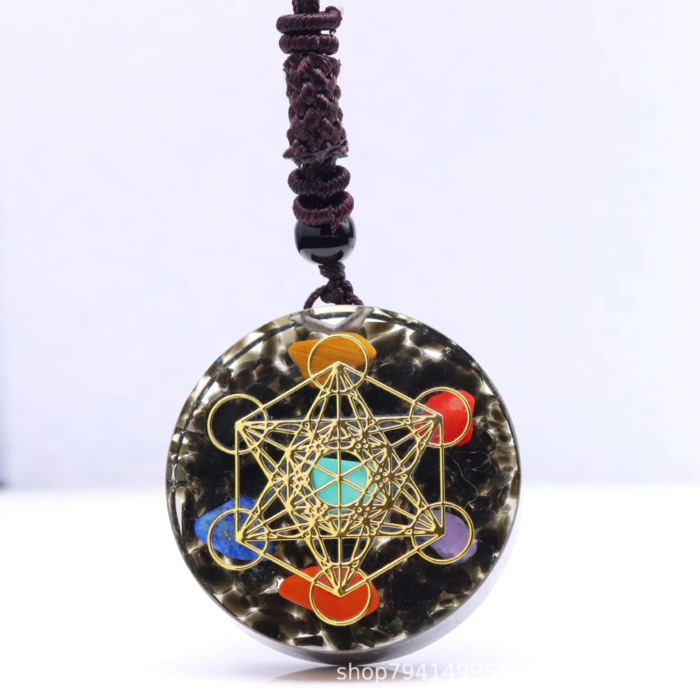 Healing  Pendant Natural Garnet Chips Stone 7 Chakra Orgonite